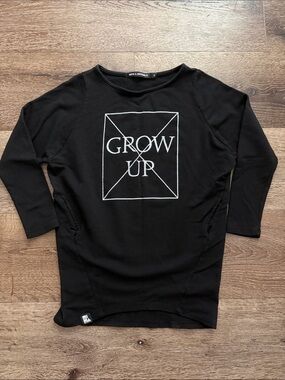 Mini & Maximus Kids Black White Long-Sleeve 'Don’t Grow Up' Tunic Top Tee